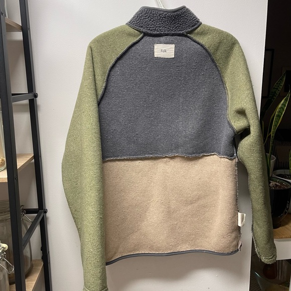 FOLK Puzzle Zip Fleece Jacket - Mineral Green Mix Size 3 Medium - Picture 8 of 15